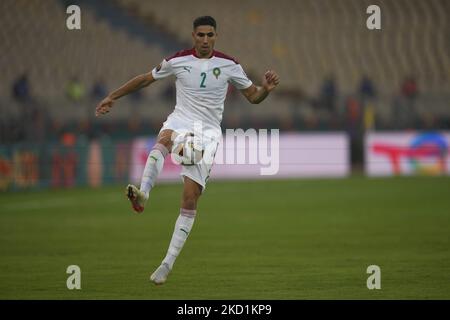 Achraf Hakimi von Marokko während Marokko gegen Ägypten, Afrikanischer Fußballpokal der Nationen, am 30. Januar 2022 im Ahmadou-Ahidjo-Stadion. (Foto von Ulrik Pedersen/NurPhoto) Stockfoto