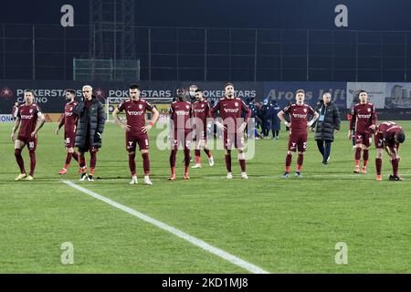 Spieler des CFR Cluj am Ende des Spiels CFR Cluj gegen FC Botosani bestritten im Stadion Dr. Constantin Radulescu, 31. Januar 2022, in Cluj-Napoca, Rumänien (Foto: Flaviu Buboi/NurPhoto) Stockfoto