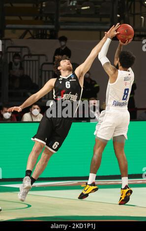 Alessandro Pajola (Segafredo Virtus Bologna)während des Eurocup-Turniermatches Segafredo Virtus Bologna gegen. Buducnost Voli Podgorica in der Segafredo Arena - Bologna, 1. Februar 2022 (Foto von Michele Nucci/LiveMedia/NurPhoto) Stockfoto