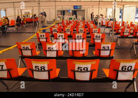 Die Krankenhausbelegung im IESS Quito Sur Hospital ist aufgrund der COVID-19-Pandemie am 2. Februar 2022 in Quito, Ecuador, zurückgegangen (Foto: Rafael Rodriguez/NurPhoto) Stockfoto