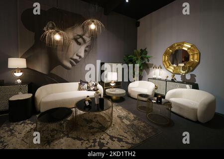 Dekorative Elemente werden auf der INTERGIFT 2022 International Decoration Exhibition auf der Ifema in Madrid gezeigt. 4. Februar 2022 in Madrid, Spanien (Foto von Oscar Gonzalez/NurPhoto) Stockfoto