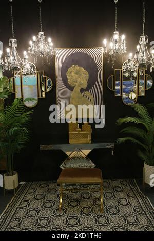 Dekorative Elemente werden auf der INTERGIFT 2022 International Decoration Exhibition auf der Ifema in Madrid gezeigt. 4. Februar 2022 in Madrid, Spanien (Foto von Oscar Gonzalez/NurPhoto) Stockfoto