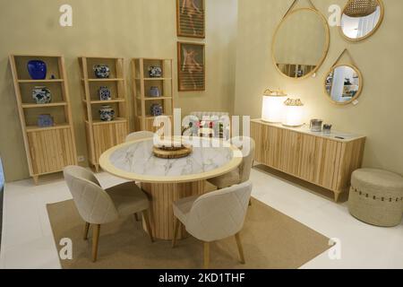 Dekorative Elemente werden auf der INTERGIFT 2022 International Decoration Exhibition auf der Ifema in Madrid gezeigt. 4. Februar 2022 in Madrid, Spanien (Foto von Oscar Gonzalez/NurPhoto) Stockfoto