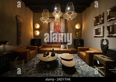 Dekorative Elemente werden auf der INTERGIFT 2022 International Decoration Exhibition auf der Ifema in Madrid gezeigt. 4. Februar 2022 in Madrid, Spanien (Foto von Oscar Gonzalez/NurPhoto) Stockfoto