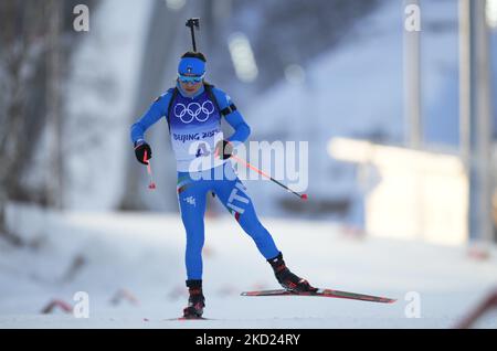 Dorothea Wierer aus Italien beim Biathlon bei den Olympischen Winterspielen 2022 in Peking im Zhangjiakou Genting Snow Park am 7. Februar 2022 in Zhangjiakou, China. (Foto von Ulrik Pedersen/NurPhoto) Stockfoto