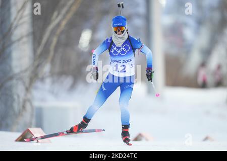 Anais Chevalier-Bouchet aus Frankreich gewann am 7. Februar 2022 in Zhangjiakou, China, während des Biathlon bei den Olympischen Winterspielen 2022 in Peking Silber. (Foto von Ulrik Pedersen/NurPhoto) Stockfoto
