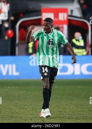 William Carvalho von Real Betis feiert am 9. Februar 2022 im Estadio de Vallecas in Madrid, Spanien, ein Tor beim Halbfinale der Copa del Rey zwischen Rayo Vallecano und RCD Mallorca. (Foto von DAX Images/NurPhoto) Stockfoto