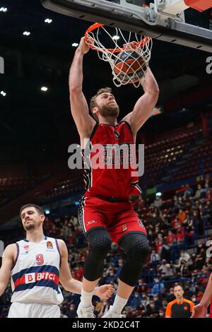 Nicolo Melli (AX Armani Exchange Olimpia Milano) während der Basketball Euroleague Championship AX Armani Exchange Olimpia Milano vs Bitci Baskonia Vitoria-Gasteiz am 10. Februar 2022 auf dem Forum in Mailand, Italien (Foto: Savino Paolella/LiveMedia/NurPhoto) Stockfoto