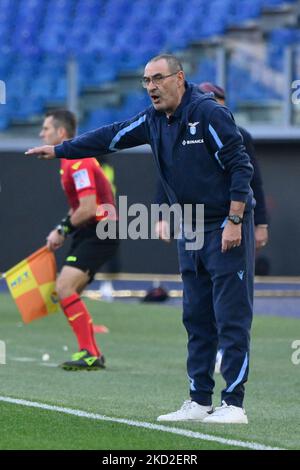 Maurizio Sarri Trainer (SS Lazio) während der Italienischen Fußball-Liga Ein 2021/2022 Spiel zwischen SS Lazio und Bologna FC im Olimpic Stadium in Rom am 12. Februar 2022. (Foto von Fabrizio Corragetti/LiveMedia/NurPhoto) Stockfoto