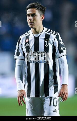 Paulo Dybala vom FC Juventus zeigt sich während des Serie-A-Spiels zwischen Atalanta BC und FC Juventus am 13. Februar 2022 im Gewiss Stadium, Bergamo, Italien. (Foto von Giuseppe Maffia/NurPhoto) Stockfoto