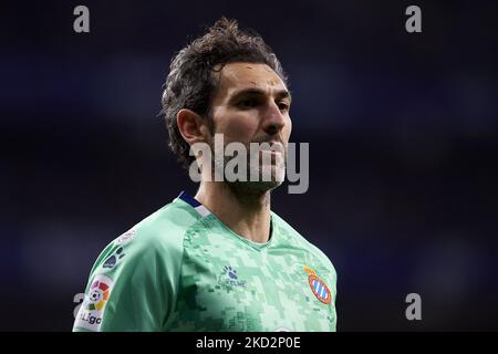 Diego Lopez von Espanyol während des La Liga Santander-Spiels zwischen RCD Espanyol und FC Barcelona im RCDE-Stadion am 13. Februar 2022 in Barcelona, Spanien. (Foto von Jose Breton/Pics Action/NurPhoto) Stockfoto