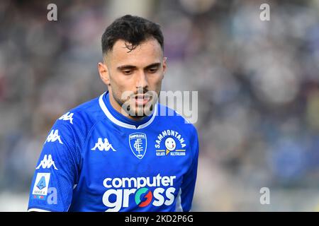 Nedim Bajrami (FC Empoli) beim spiel der italienischen Fußballserie A mit dem FC Empoli gegen Cagliari Calcio am 13. Februar 2022 im Stadion Carlo Castellani in Empoli, Italien (Foto: Lisa Guglielmi/LiveMedia/NurPhoto) Stockfoto