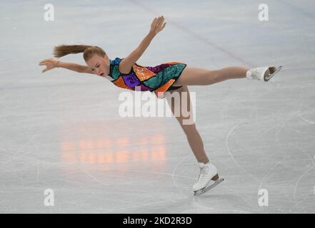 Eva-Lotta Kiibus aus Estland beim Eiskunstlauf, Olympische Winterspiele 2022 in Peking, Capital Indoor Stadium am 15. Februar 2022 in Peking, China. (Foto von Ulrik Pedersen/NurPhoto) Stockfoto
