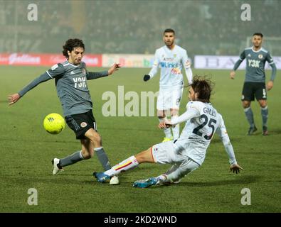 Antonio Gallo von uns Lecce während der italienischen Serie B, Fußballspiel zwischen Alesandria Calcio und uns Lecce, am 16. Februar 2022 im Moccagatta Stadion von Alessandria, Italien. (Foto von Nderim Kaceli/LiveMedia/NurPhoto) Stockfoto