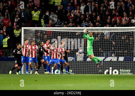 Jan Oblak während des La Liga-Spiels zwischen Atletico de Madrid und Levante UD am 16. Februar 2022 in Wanda Metropolitano in Madrid, Spanien. (Foto von Rubén de la Fuente Pérez/NurPhoto) Stockfoto