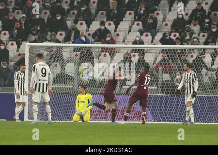 Andrea Belotti (FC Turin) feiert das Tor beim spiel juventus FC gegen Turin am 18. Februar 2022 im Allianz Stadion in Turin, Italien (Foto: Claudio Benedetto/LiveMedia/NurPhoto) Stockfoto