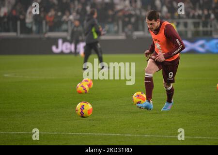 Andrea Belotti vom FC Turin beim Fußballspiel der Serie A zwischen dem FC Juventus und dem FC Turin im Allianz Stadium am 18. Februar 2022 in Turin, Italien (Foto: Alberto Gandolfo/NurPhoto) Stockfoto
