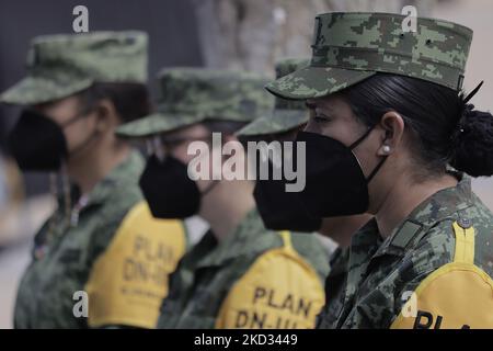 Mitglieder der Armee während des Gedenkens an den 109.. Jahrestag der mexikanischen Armee in Ramos Arizpe, Coahuila. Die Vergangenheit, die diese bewaffnete Kraft geformt und die Grundlagen für das gelegt hat, was sie heute ist, geht auf die mexikanische Revolution zurück, mit der Verabschiedung des Dekretes 1421 vom 19. Februar 1913, das vom XXII. Kongress des Staates Coahuila erlassen wurde, Durch die die Regierung von Victoriano Huerta enteignet wurde, ermächtigt Gouverneur Venustiano Carranza, Streitkräfte zu bewaffnen und die verfassungsmäßige Ordnung wiederherzustellen. (Foto von Gerardo Vieyra/NurPhoto) Stockfoto