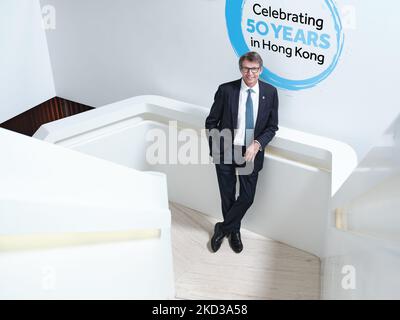 Anthony Davies, Chief Executive von Barclays in Hongkong, sagt, dass die Position Hongkongs als Tor zum chinesischen Festland und dem Rest der Welt Barclays trotz der aktuellen Marktherausforderungen Chancen bietet. 28SEP22 Foto: SCMP / Josh Chow Stockfoto