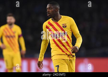 Ousmane Dembele vom FC Barcelona während des UEFA Europa League Knockout Round Play-Off Second Leg Matches zwischen SSC Napoli und FC Barcelona im Stadio Diego Armando Maradona Naples Italien am 24. Februar 2022. (Foto von Franco Romano/NurPhoto) Stockfoto