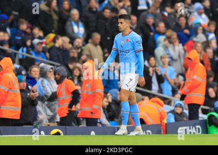 Manchester, Großbritannien. 05.. November 2022. Joao Cancelo #7 von Manchester City wird während des Premier League-Spiels Manchester City gegen Fulham im Etihad Stadium, Manchester, Großbritannien, 5.. November 2022 (Foto von Conor Molloy/News Images) in Manchester, Großbritannien am 11/5/2022 abgeschickt. (Foto von Conor Molloy/News Images/Sipa USA) Quelle: SIPA USA/Alamy Live News Stockfoto