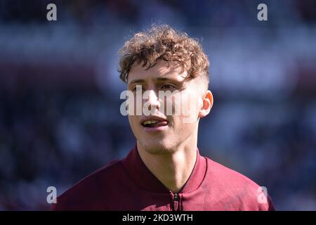 Mergim Vojvoda von Turin FCwährend des Fußballmatches der Serie A zwischen dem FC Turin und dem US-amerikanischen Cagliari Calcio im Stadio Olimpico Grande Torino am 27. Februar 2022 in Turin, Italien (Foto: Alberto Gandolfo/NurPhoto) Stockfoto