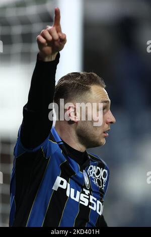 Teun Koopmeiners (Atalanta BC) Gesten während des italienischen Fußballs Serie A Spiel Atalanta BC gegen UC Sampdoria am 28. Februar 2022 im Gewiss Stadium in Bergamo, Italien (Foto von Francesco Scaccianoce/LiveMedia/NurPhoto) Stockfoto