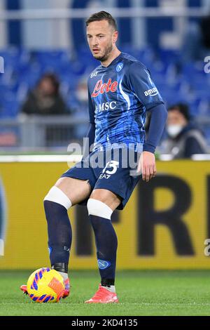 Amir Rrahmani von SSC Napoli während des Serie A-Spiels zwischen SS Lazio und SSC Napoli im Stadio Olimpico, Rom, Italien am 27. Februar 2022. (Foto von Giuseppe Maffia/NurPhoto) Stockfoto