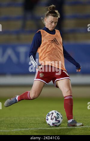 Ekaterina Pantiukhina aus Russland während des Warm-Up vor dem internationalen Freundschaftsspiel zwischen Russland W und Irland W im La Manga Club am 19. Februar 2022 in Cartagena, Spanien. (Foto von Jose Breton/Pics Action/NurPhoto) Stockfoto