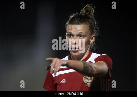 Die Russin Ekaterina Pantiukhina gibt während des internationalen Freundschaftsspiel zwischen Russland W und Irland W im La Manga Club am 19. Februar 2022 in Cartagena, Spanien, Anweisungen. (Foto von Jose Breton/Pics Action/NurPhoto) Stockfoto