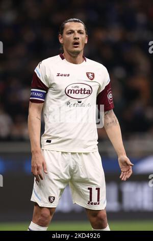 Milan Djuric (US Salernitana 1919) schaut während des spiels inter - FC Internazionale gegen US Salernitana am 04. März 2022 im Stadion San Siro in Mailand, Italien (Foto: Francesco Scaccianoce/LiveMedia/NurPhoto) Stockfoto