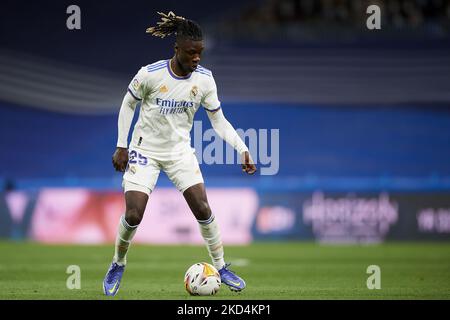 Eduardo Camavinga von Real Madrid während des La Liga Santander-Spiels zwischen Real Madrid CF und Real Sociedad im Estadio Santiago Bernabeu am 5. März 2022 in Madrid, Spanien. (Foto von Jose Breton/Pics Action/NurPhoto) Stockfoto