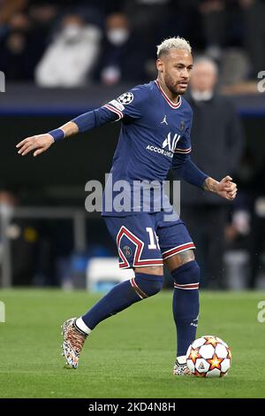 Neymar von der PSG in Aktion während der UEFA Champions League-Runde des Spiels Sixteen Leg Two zwischen Real Madrid und Paris Saint-Germain im Estadio Santiago Bernabeu am 9. März 2022 in Madrid, Spanien. (Foto von Jose Breton/Pics Action/NurPhoto) Stockfoto