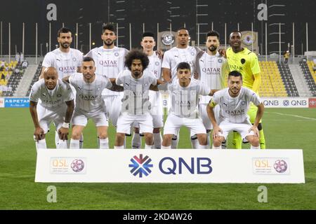 Der Al Sadd beginnt elf vor dem QNB Stars League-Spiel zwischen Al Sadd und Al Wakrah am 11. März 2022 im Suheim bin Hamad Stadium in Doha, Katar. (Foto von Simon Holmes/NurPhoto) Stockfoto