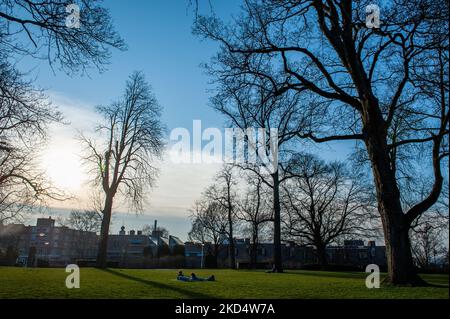 Die Frühlingstemperaturen sind im Land angekommen, die Höchsttemperatur liegt bei 15 Grad Celsius an der Wetterstation in De Bilt. Nijmegen, am 11.. März 2022. (Foto von Romy Arroyo Fernandez/NurPhoto) Stockfoto