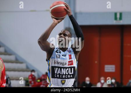 David Cournhooh (Vanoli Cremona) während der italienischen Basketball A Serie Championship Vanoli Basket Cremona gegen UNAHOTELS Reggio Emilia am 13. März 2022 im PalaRadi in Cremona, Italien (Foto von Matteo Casoni/LiveMedia/NurPhoto) Stockfoto