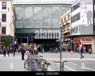 Hielanman's Umbrella, Ortsname für Glasbrücke über die Argyle St, Glasgow, Schottland, Großbritannien. Stockfoto