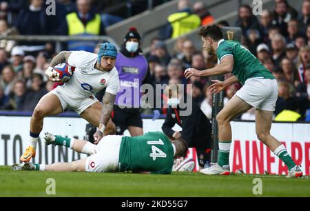 Jack Nowell aus England (Blue hat) während des Guinness Six Nations-Spiels zwischen England und Irland im Twickenham Stadium am 12.. März 2022 in London, England (Foto by Action Foto Sport/NurPhoto) Stockfoto