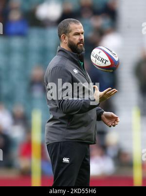 Andy Farrell Cheftrainer von Irland beim Guinness Six Nations-Spiel zwischen England und Irland, im Twickenham Stadium am 12.. März 2022 in London, England (Foto by Action Foto Sport/NurPhoto) Stockfoto