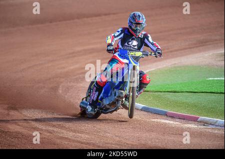 Nathan Abritt in Aktion während des Belle Vue Speedway Media Day am Montag, 14.. März 2022, im National Speedway Stadium, Manchester. (Foto von Ian Charles/MI News/NurPhoto) Stockfoto