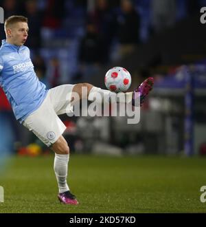 Oleksandr Zinchenko von Manchester City während des Vorspielwarmer während der Premier League zwischen Crystal Palace und Manchester City am 14.. März 2022 im Selhurst Park Stadium, London (Foto by Action Foto Sport/NurPhoto) Stockfoto