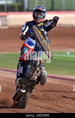 Jack Parkinson-Blackburn von Belle Vue Cool Running Colts während des Belle Vue Aces Press Day im National Speedway Stadium am Montag, 14.. März 2022. (Foto: Eddie Garvey/MI News/NurPhoto) Stockfoto