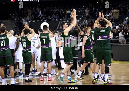 Spieler von Unicaja während des Spiels U-BT Cluj-Napoca gegen Unicaja Baloncesto Malaga in BT Arena von Cluj-Napoca bestritten, 8. März 2022 (Foto: Flaviu Buboi/NurPhoto) Stockfoto