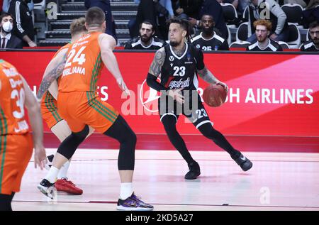 Daniel Hackett (Segafredo Virtus Bologna) während des Eurocup-Turniermatches Segafredo Virtus Bologna vs. Cedevita Olimpija Ljubljana in der Segafredo Arena - Bologna, 16. März 2022 (Foto: Michele Nucci/LiveMedia/NurPhoto) Stockfoto