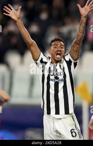 Danilo von Juventus reagiert während der UEFA Champions League-Runde des Spiels Sixteen Leg Two zwischen Juventus und Villarreal CF im Juventus-Stadion am 16. März 2022 in Turin, Italien. (Foto von Jose Breton/Pics Action/NurPhoto) Stockfoto