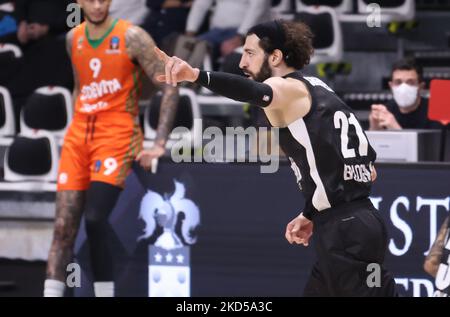 Tornike Shengelia (Segafredo Virtus Bologna) während des Eurocup-Turniermatches Segafredo Virtus Bologna gegen. Cedevita Olimpija Ljubljana in der Segafredo Arena - Bologna, 16. März 2022 (Foto: Michele Nucci/LiveMedia/NurPhoto) Stockfoto