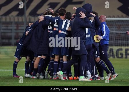 spal Jubel 1-1 während des Spiels der italienischen Fußball-Serie B AC Perugia gegen SPAL am 16. März 2022 im Stadio Renato Curi in Perugia, Italien (Foto: Loris Cerquiglini/LiveMedia/NurPhoto) Stockfoto