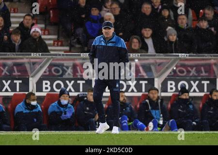 Mark Warburton, Manager der Queens Park Rangers während des Sky Bet Championship-Spiels zwischen Nottingham Forest und Queens Park Rangers am City Ground, Nottingham, am Mittwoch, 16.. März 2022. (Foto von Jon Hobley/MI News/NurPhoto) Stockfoto