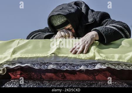 Beerdigung ukrainischer Soldaten, die während der russischen Invasion der Ukraine in Lwiw, Ukraine, am 17. März 2022 getötet wurden., (Foto von Emili Puig/NurPhoto) Stockfoto