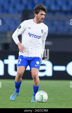 Toni Domgjoni vom SBV Vitesse während der UEFA Conference League beim 16 Second Leg Spiel zwischen AS Roma und SBV Vitesse im Stadio Olimpico, Rom, Italien am 17. März 2022. (Foto von Giuseppe Maffia/NurPhoto) Stockfoto